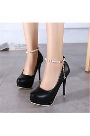 Women's Shoes Leatherette Stiletto Heel Heels Heels Wedding / Party & Evening Black / White