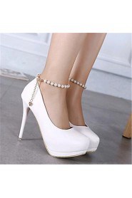 Women's Shoes Leatherette Stiletto Heel Heels Heels Wedding / Party & Evening Black / White