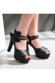 Women's Shoes Leatherette Chunky Heel Heels / Peep Toe Sandals Outdoor / Dress / Casual Black / Pink / Purple / Beige