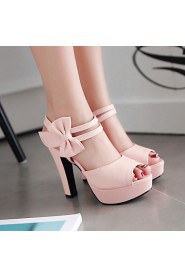 Women's Shoes Leatherette Chunky Heel Heels / Peep Toe Sandals Outdoor / Dress / Casual Black / Pink / Purple / Beige