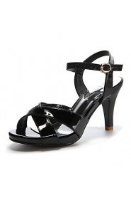 Women's Shoes Synthetic Stiletto Heel Peep Toe Sandals Wedding / Office & Career / Dress / Casual Black / White