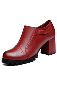 Women's Shoes Leatherette Chunky Heel Heels Heels Wedding / Office & Career / Dress Black / Burgundy