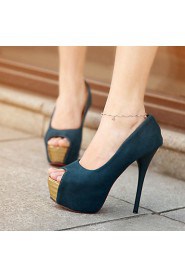 Leatherette Stiletto Heel Heels / Peep Toe Sandals Outdoor / Office & Career / Casual Black / Blue / Pink / Dark Green