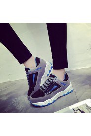 Women's Shoes Faux / Patent Leather Wedge Heel Comfort / Round Toe Fashion Sneakers Outdoor / Athletic