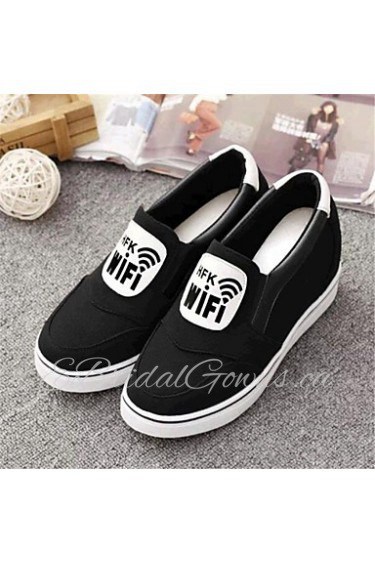 Women's Shoes Canvas Wedge Heel Wedges Loafers Outdoor / Casual Black / Red / Gray