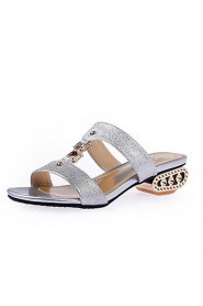 Women's Shoes Glitter Chunky Heel Comfort Sandals Wedding / Party & Evening / Dress / Casual Black / Silver / Gray