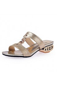 Women's Shoes Glitter Chunky Heel Comfort Sandals Wedding / Party & Evening / Dress / Casual Black / Silver / Gray