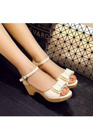 Women's Shoes Leatherette Chunky Heel Heels / Peep Toe / Platform Sandals Office & Career / Dress / Casual Blue / Pink