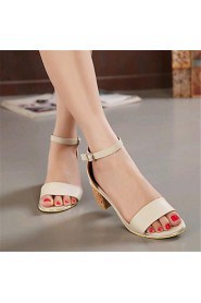 Women's Shoes Leatherette Chunky Heel Heels Sandals Outdoor / Casual Pink / Beige