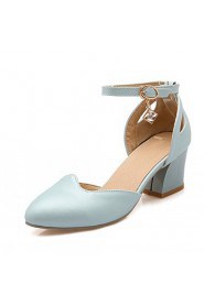 Women's Shoes Leatherette Chunky Heel Heels Heels Wedding / Office & Career / Party & Evening Blue / Pink / White