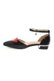 Women's Shoes Patent Leather Chunky Heel Heels / Pointed Toe Heels Party & Evening / Dress / Casual Black / White