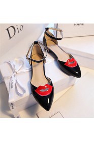 Women's Shoes Patent Leather Chunky Heel Heels / Pointed Toe Heels Party & Evening / Dress / Casual Black / White