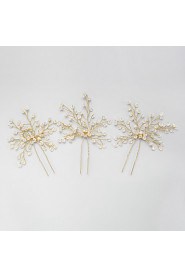 Women's / Flower Girl's Crystal / Alloy Headpiece-Wedding / Special Occasion Hair Pin 2 Pieces Clear Round