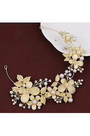 Lady's Baroque Style Gold Leaf Olive Butterfly Headband Forehead Hair Jewelry for Wedding Party (Length:26cm)