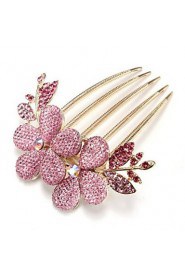 Korean Style Flower Alloy Comb(4 color)(1Pc)