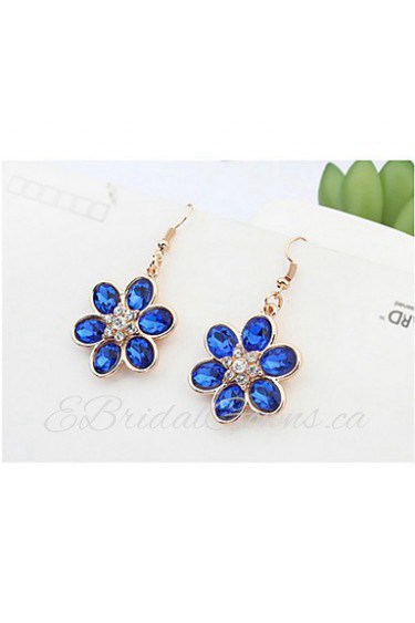 Mix Colors Rhinestone Beautiful Flowers Stud Earrings Vintage Women Fashion Brand Jewelry Bohemian