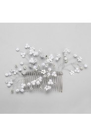 Women's / Flower Girl's Rhinestone / Alloy / Imitation Pearl Headpiece-Wedding / Special Occasion Hair Combs 1 Piece White Round