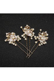 Women's / Flower Girl's Alloy / Imitation Pearl / Resin Headpiece-Wedding / Special Occasion Hair Pin 2 Pieces