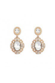 New Fashion White Blue Color Big Rhinestone Vintage Oval Drop Earrings For Women Grandes Party Accessories