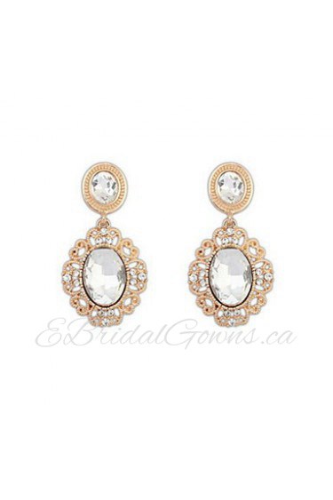 New Fashion White Blue Color Big Rhinestone Vintage Oval Drop Earrings For Women Grandes Party Accessories
