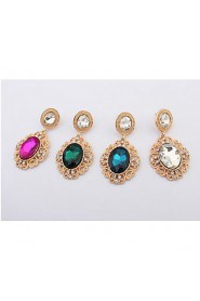 New Fashion White Blue Color Big Rhinestone Vintage Oval Drop Earrings For Women Grandes Party Accessories