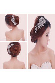 Women White Pearl Flower Hairpins Hair Sticker