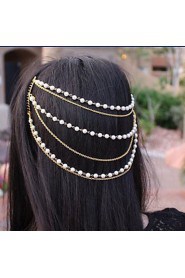 Multilayer Pearl Tassel Wedding Head Chain Jewelry Headpiece Hair Band Hair Chains Comb