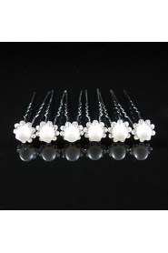 Gorgeous Clear Crystals And Imitation Pearls Wedding Bridal Pins/ Flowers,6 Pieces