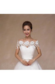 Wedding Wraps Collars Sleeveless Lace Ivory Wedding Appliques / Pearls