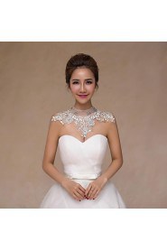 Wedding Wraps Collars Sleeveless Lace Ivory Wedding Crystal / Pearls