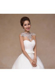 Wedding Wraps Collars Sleeveless Lace Ivory Wedding Crystal / Pearls