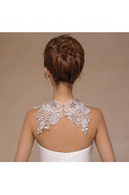 Wedding Wraps Collars Sleeveless Lace Ivory Wedding Crystal / Pearls