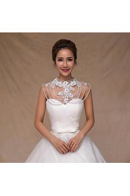 Wedding Wraps Collars Sleeveless Sequined Ivory Wedding Appliques / Crystal / Pearls