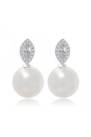 New Arrival Big Pearl Stud Earrings Classic Marquise Cut Cubic Zircon And Pearl Earrings For Women