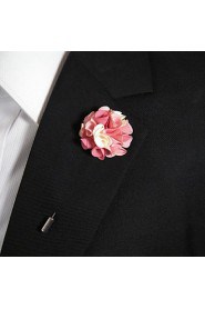 Men's Casual Pink And White Silk Goods Brooch