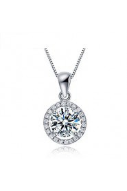 Pure Austrian Rhinestone Round Ball Pendants Shinning Long Chain Silver Necklace Girlfriend Gifts Women Crystal Jewelry