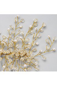 Women's / Flower Girl's Crystal / Alloy / Imitation Pearl Headpiece-Wedding / Special Occasion Hair Combs 1 Piece Clear Round