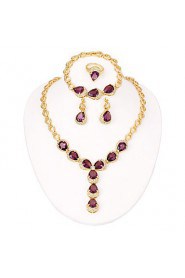 WesternRain 18k Gold Plated Fashionable Australia Rhinestone Crystal Long Drop Pendant Necklace Earring Jewelry Set