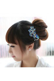 Blue Peacock Hair Combs Rhinestone Wedding/Party Headpiece Hair Comb for Wedding Party Hair Jewelry