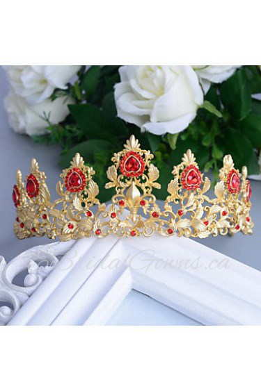 Baroque Red/Golden Rhinestone/Titanium Tiaras Wedding/Party Headpiece