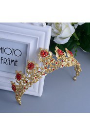 Baroque Red/Golden Rhinestone/Titanium Tiaras Wedding/Party Headpiece