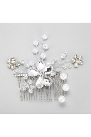 Women's / Flower Girl's Crystal / Alloy / Imitation Pearl Headpiece-Wedding / Special Occasion Hair Combs 1 Piece White Round