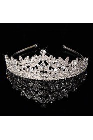 Bridal Crown Silver Tiara Queen Flower Leaf Butterfly Crystal/Diamond Hairclips Headpiece Wedding/Party