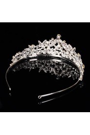 Bridal Crown Silver Tiara Queen Flower Leaf Butterfly Crystal/Diamond Hairclips Headpiece Wedding/Party
