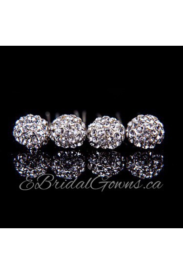 Round Alloy Hairpins With Rhinestone Wedding/Party Headpiece(Set of 4)