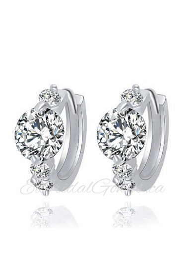 Luxury Popular Temperament Transparent ZirconHoop Earrings