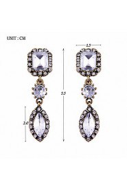 Trend Nifty Pure Color Diamond Court Crystal Long Section Earrings