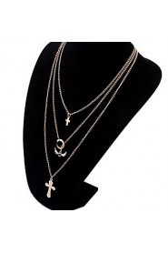 Smooth Angel Wings Multi-layer Cross Alloy Necklace