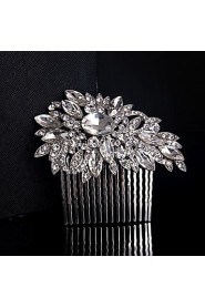 Wedding Bride Flower Austria Rhinestone Silver Combs Hair Accessories