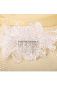 Bride's Flower Shape Imitation Pearl Forehead Wedding Hair Combs Accessories 1 PC